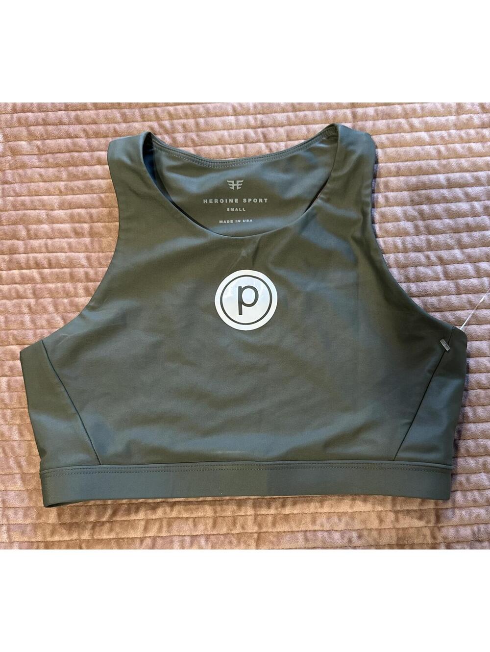 Heroine Sport & Pure Barre Olive Green Athletic Crop Top Sports Bra Small